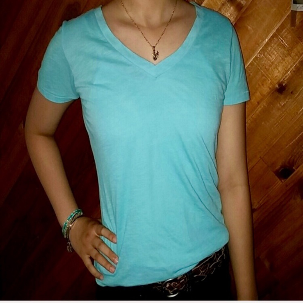 (2/$10) Basic robin blue v neck
